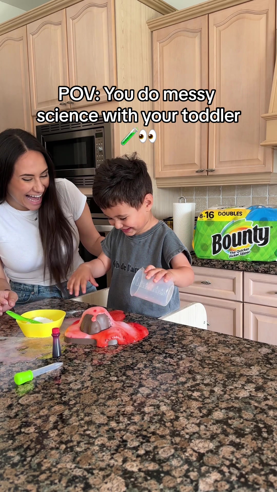 TikTok post by @science.bae for Bounty. Caption reads: [...] at home? And don’t say the mess! With....