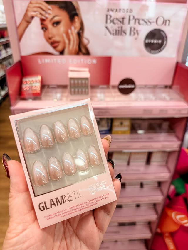 Instagram post by an influencer for Glamnetic. Caption reads: Going to pick up some @glamnetic nails from....