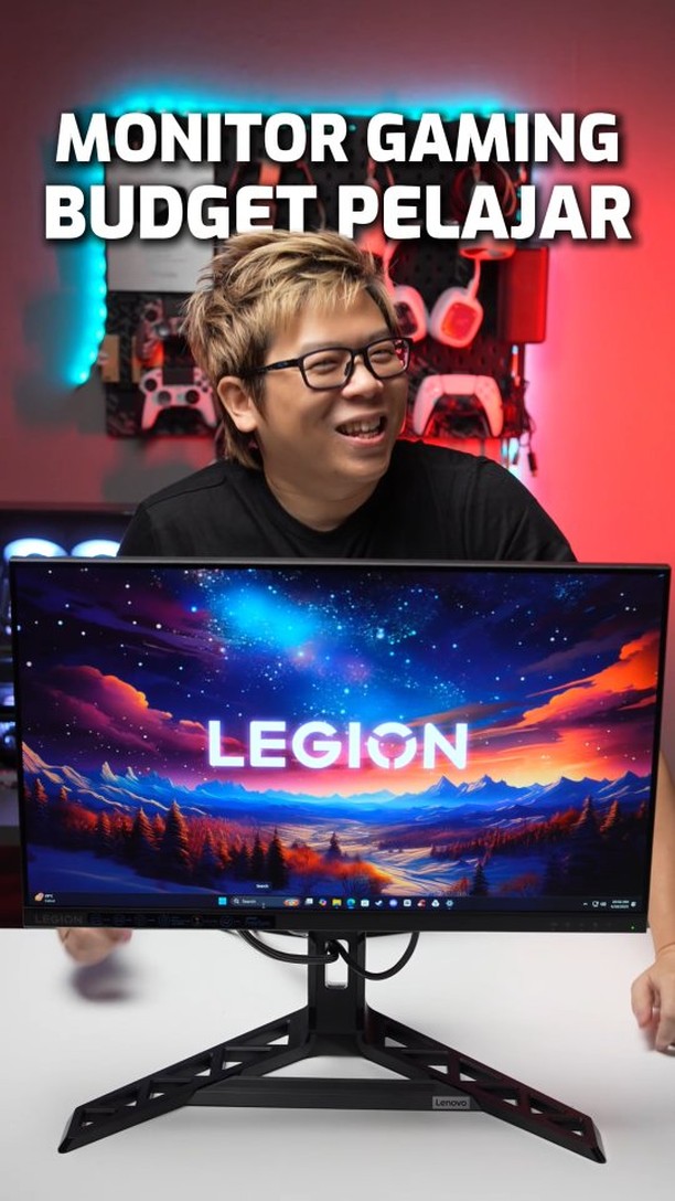 Instagram post by @okemudin for Lenovo. Caption reads: Monitor Gaming Bujet Pelajar 1,6 Jutaan. Lenovo....