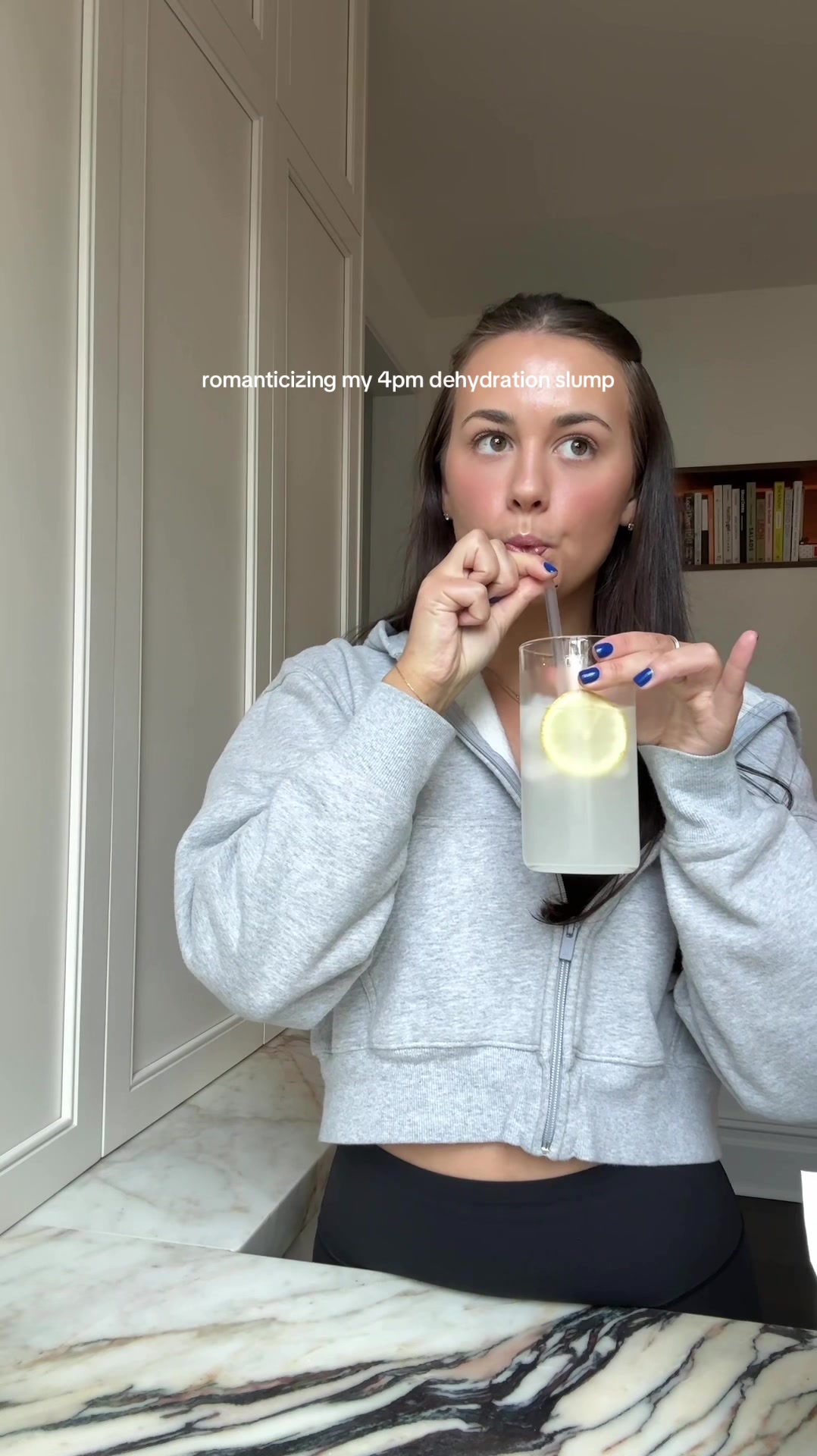 TikTok post by @clararpeirce for Liquid IV. Caption reads: 4pm = I.V. O’Clock: my brain wants caffeine but my....