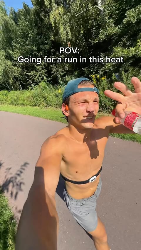 Instagram post by @samgetsfittt for Shokz. Caption reads: POV: Running in this heat 🥵☀️ Gifted | The....