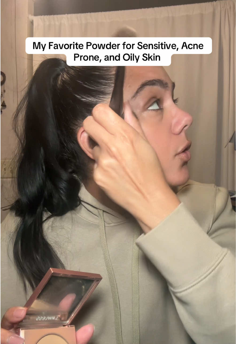 TikTok post by @thenotarichgirl for LAWLESS Beauty. Caption reads: [...] Powder in Medium Tan @LAWLESS Beauty....