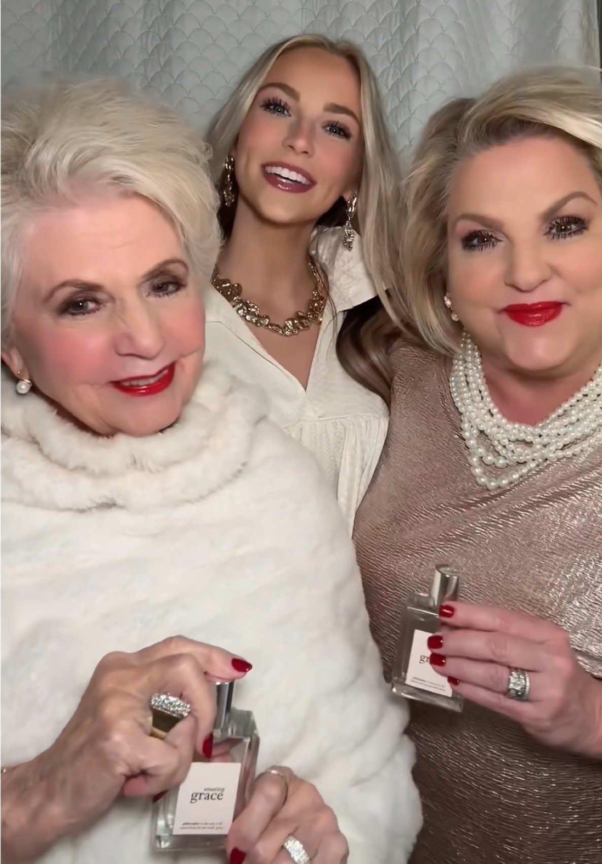 TikTok post by @not.eg for philosophy. Caption reads: Three generations. One timeless scent. Give the....