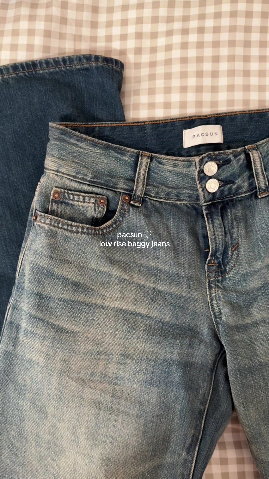 TikTok post by @secret_chaar for pacsun. Caption reads: pacsun jeans try on !! ★ pants: casey low rise....