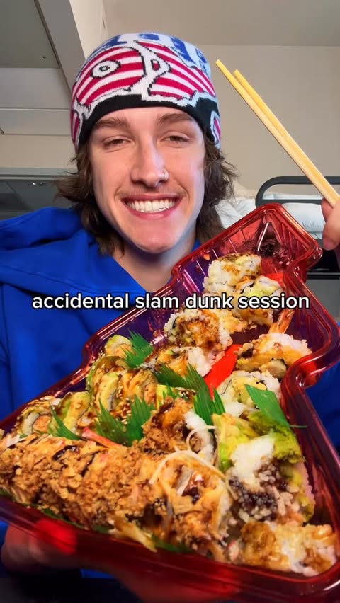 Instagram post by @troycicotte for Kroger. Caption reads: oops #mukbang.