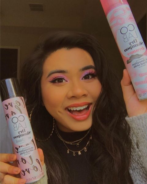 Instagram post by @daphnenguyenx for COLAB Dry Shampoo. Caption reads: [...] my personal favorite is tropical.....