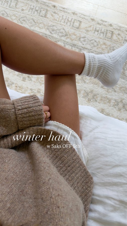 Instagram post by @ellenorkim for Saks OFF 5TH. Caption reads: [...] James Perse, and Vince are all on....