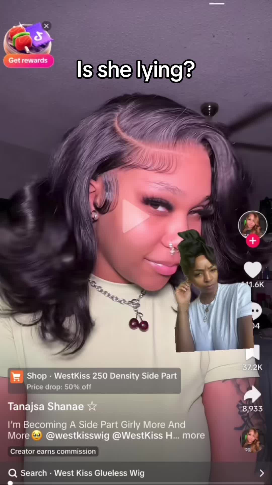 TikTok post by @tempesttnikole for WestKissHair. Caption reads: @westkisswig said they didn’t not come to play....