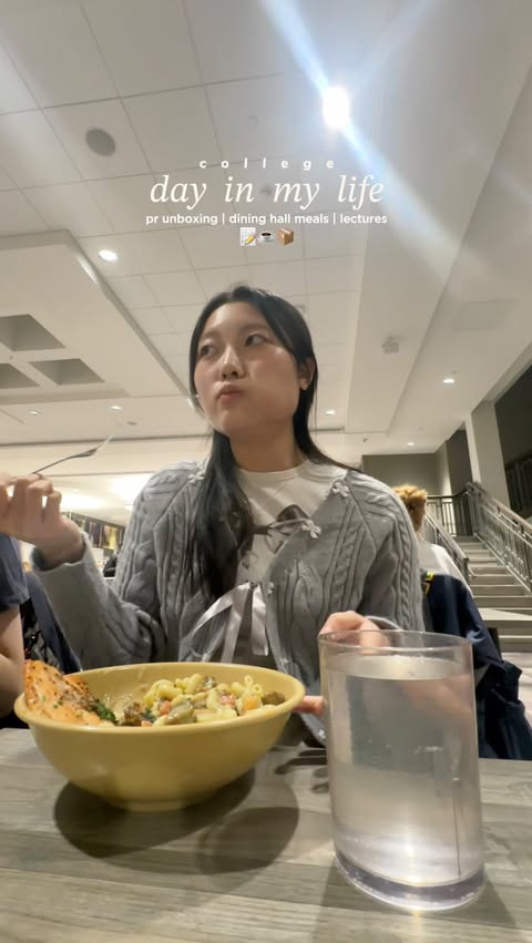 Instagram post by @something.scarlett for Brick. Caption reads: Day in my life at college: classes, dining hall....