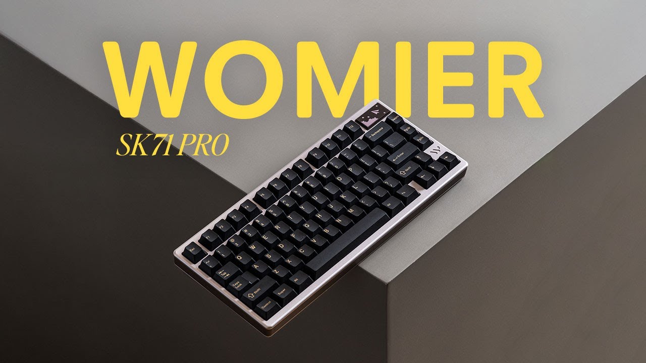 YouTube post by @alexotos for Womier Keyboard. Caption reads: Womier SK71 Pro — $55 dollars?! This Impressed....