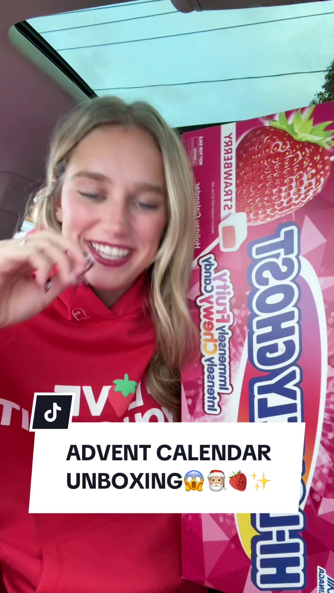 TikTok post by @gracemarywilliams for LONELY GHOST. Caption reads: [...] advent calendar from @HI-CHEW and @LONELY....