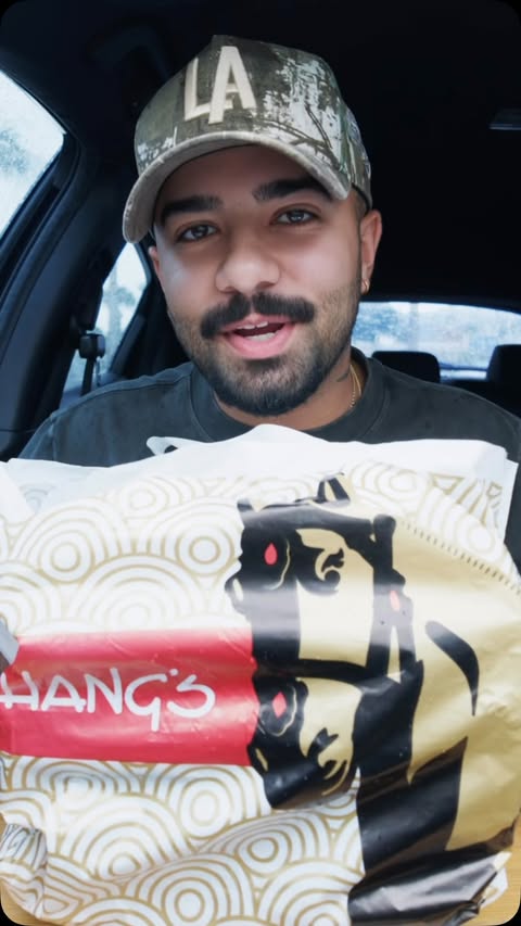 Instagram post by @itsgabrielrivera for P.F. Chang's. Caption reads: Ordered my favorite @pfchangs menu items to go!....