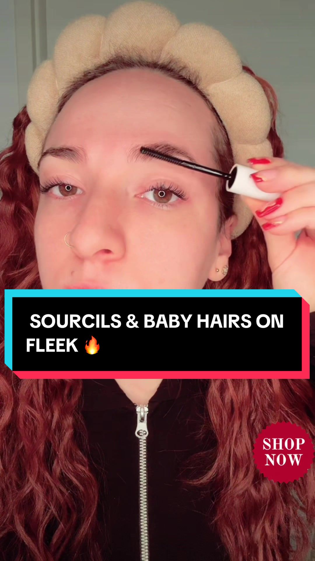 TikTok post by @kelly_vla for JKE AGENCY. Caption reads: [...] / sourcils / baby hairs @WE ARE HAIR @JKE....