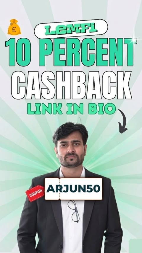 Instagram post by @thatarjunsharma for LemFi. Caption reads: Comment 'ARJUN50' to get link in DM & 10% off....