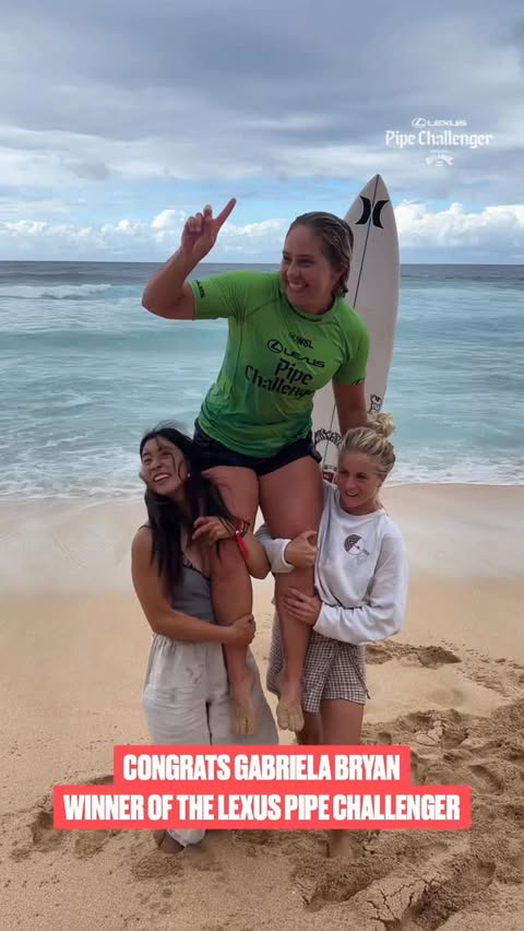 Instagram post by @gabriela_bryan_ for World Surf League. Caption reads: Huge congrats to @gabriela_bryan_ for taking out....