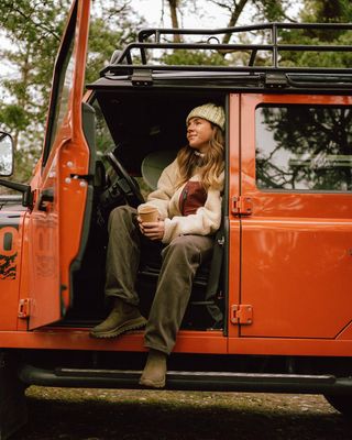 Instagram post by @hildurkarlsson for Clarks. Caption reads: #AD packed up the car and drove to the ocean to....