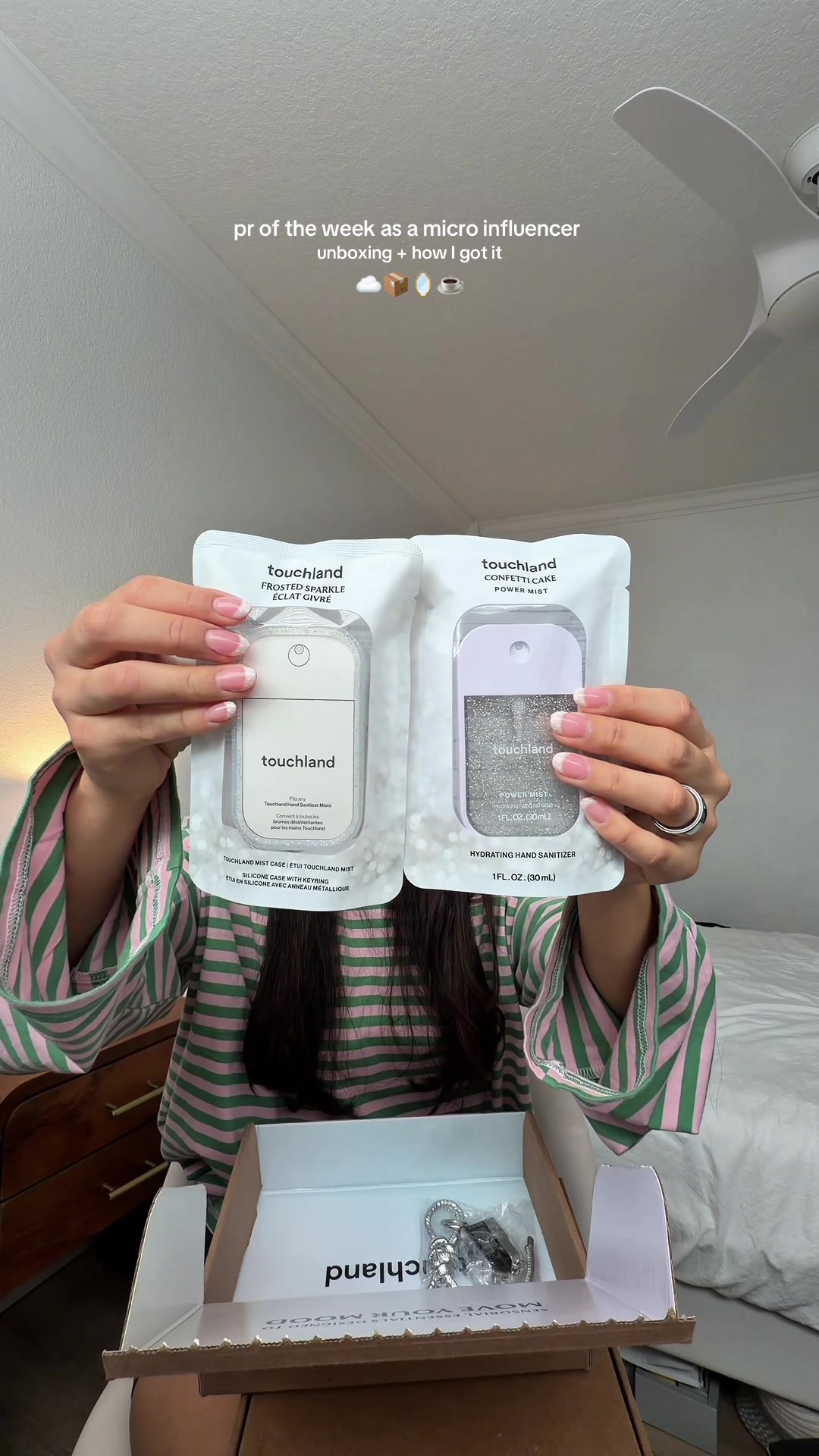 TikTok post by @ssamanthar for Touchland. Caption reads: ✨📦🙂‍↕️ pr unboxing ahhh feel so blessed to....