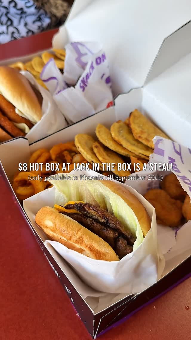 Instagram post by @eatswithevey for Jack In The Box. Caption reads: Jack in the Box just dropped the $8 Hot Box and....