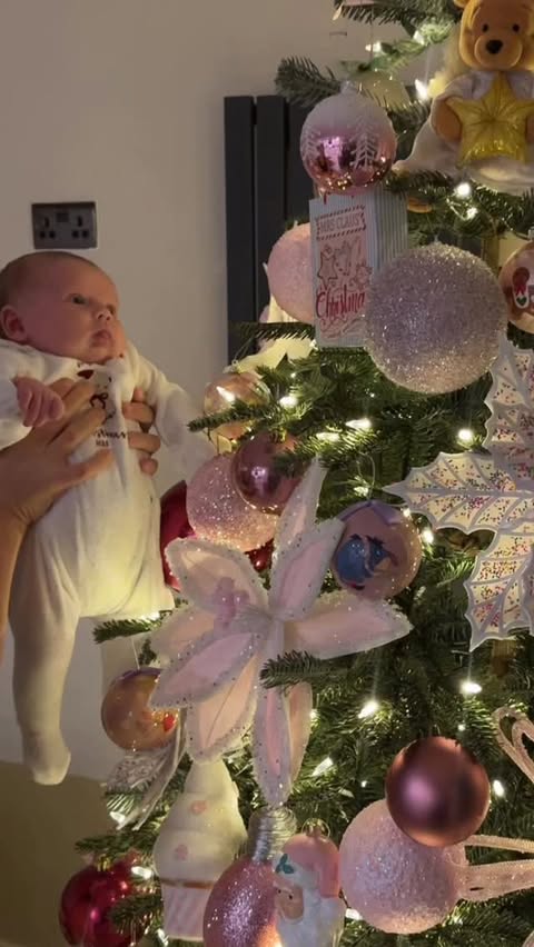 Instagram post by @laurensaddingtonx for Balsam Hill. Caption reads: Finally finished my baby girl’s pink tree for her....
