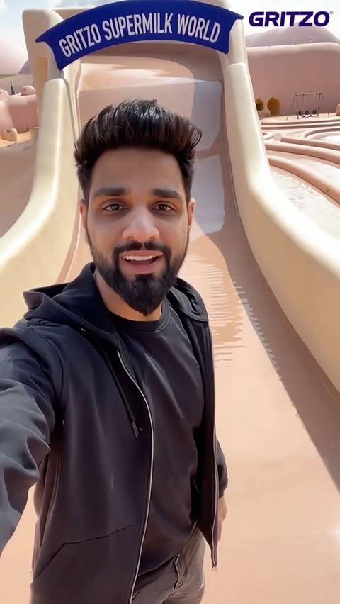 Instagram post by @nikhil_yadavz for GRITZO. Caption reads: [...] every kid’s dream. Stepped into....