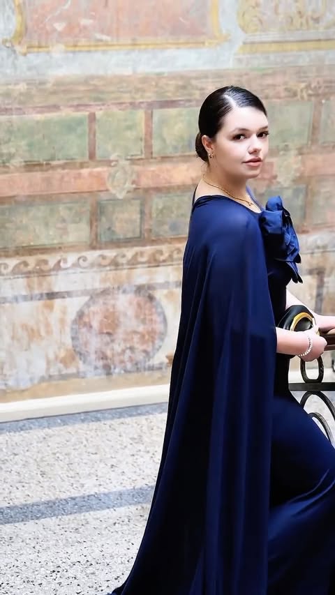 Instagram post by @mariammmirtskhulava for JardinVue. Caption reads: ⚜️A dress where elegance meets pure enchantment⚜️....