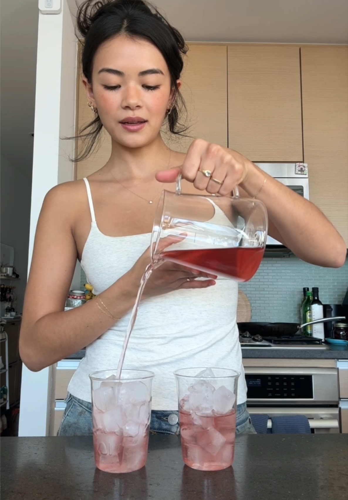 TikTok post by @aaashleyk for Emi Jay. Caption reads: [...] lychee matcha inspired by @Emi Jay's lychee....