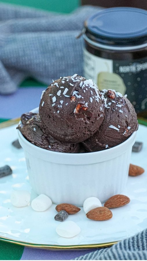 Instagram post by @turnipvegan for North Spore. Caption reads: [...] Rocky Road Ice Cream - using....