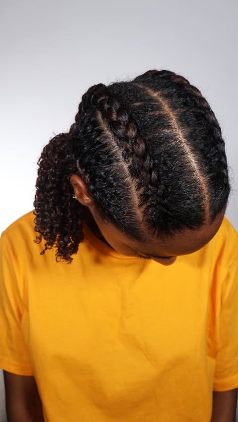 Instagram post by @sincerelysomya for PATTERN. Caption reads: gifted by PatternBeauty 4 Cornrow Braids Natural....