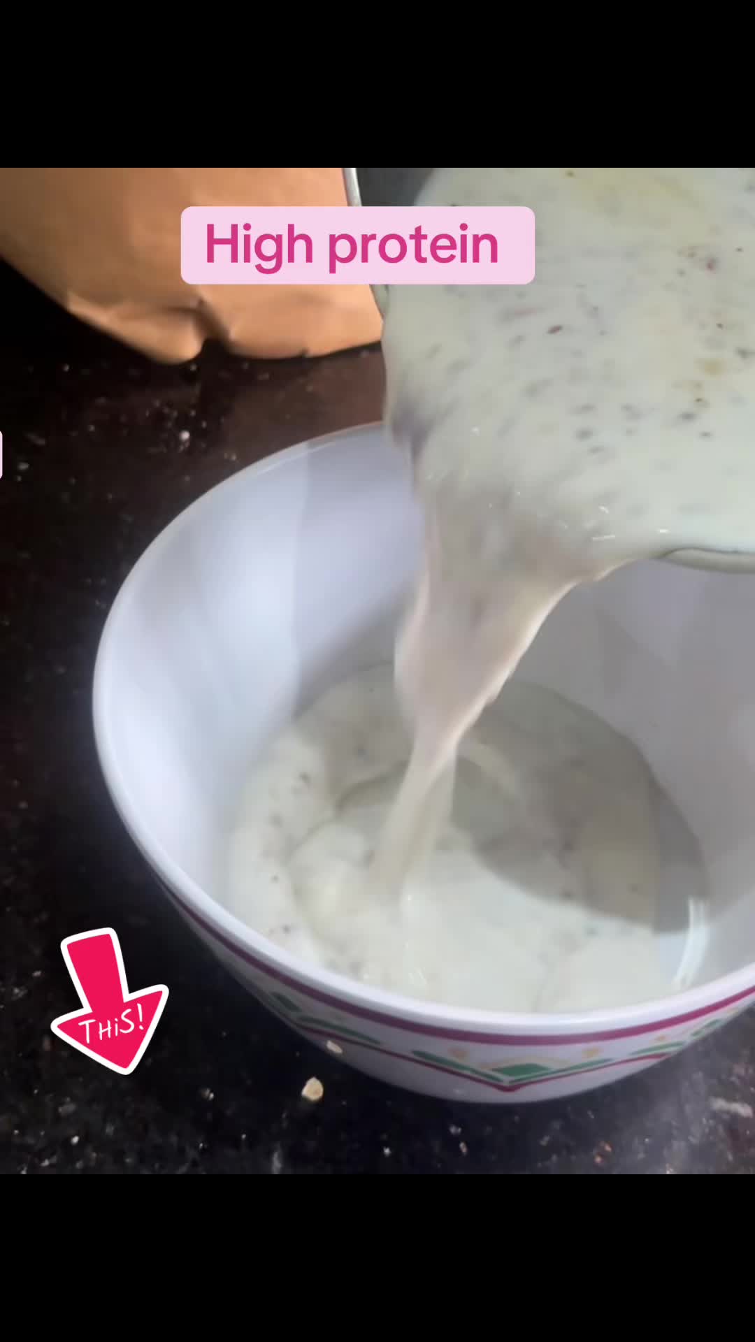 TikTok post by @user27731914 for Nutriseed. Caption reads: Nutriseed superfood porridge! High protein! [...].