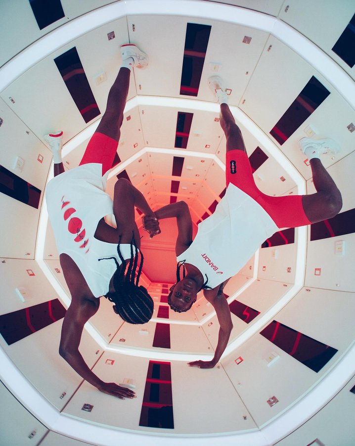 Instagram post by @williams_twinss for Bandit Running. Caption reads: Williams twins for @banditrunning x @asics....