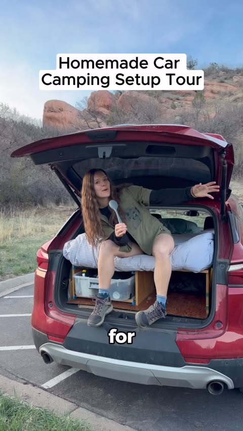 Instagram post by @adventureswithannie__ for Backcountry. Caption reads: #BackcountryPartner I built out my car 2 years ago....