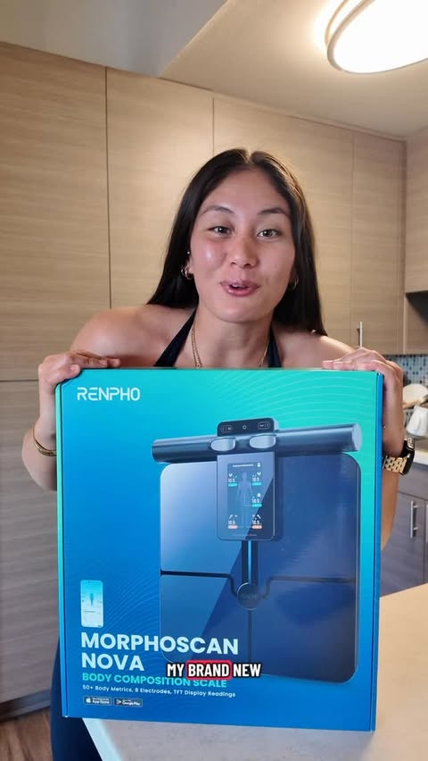 Instagram post by @kaylastnly for RENPHO. Caption reads: [...] it whenever they come over 😂 @renpho....