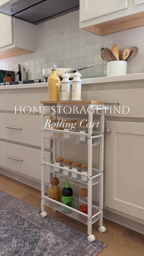Instagram post by @erikadmarin for SONGMICS HOME. Caption reads: [...] 🔗 use ERIKA15 #Ad #RollingCart....