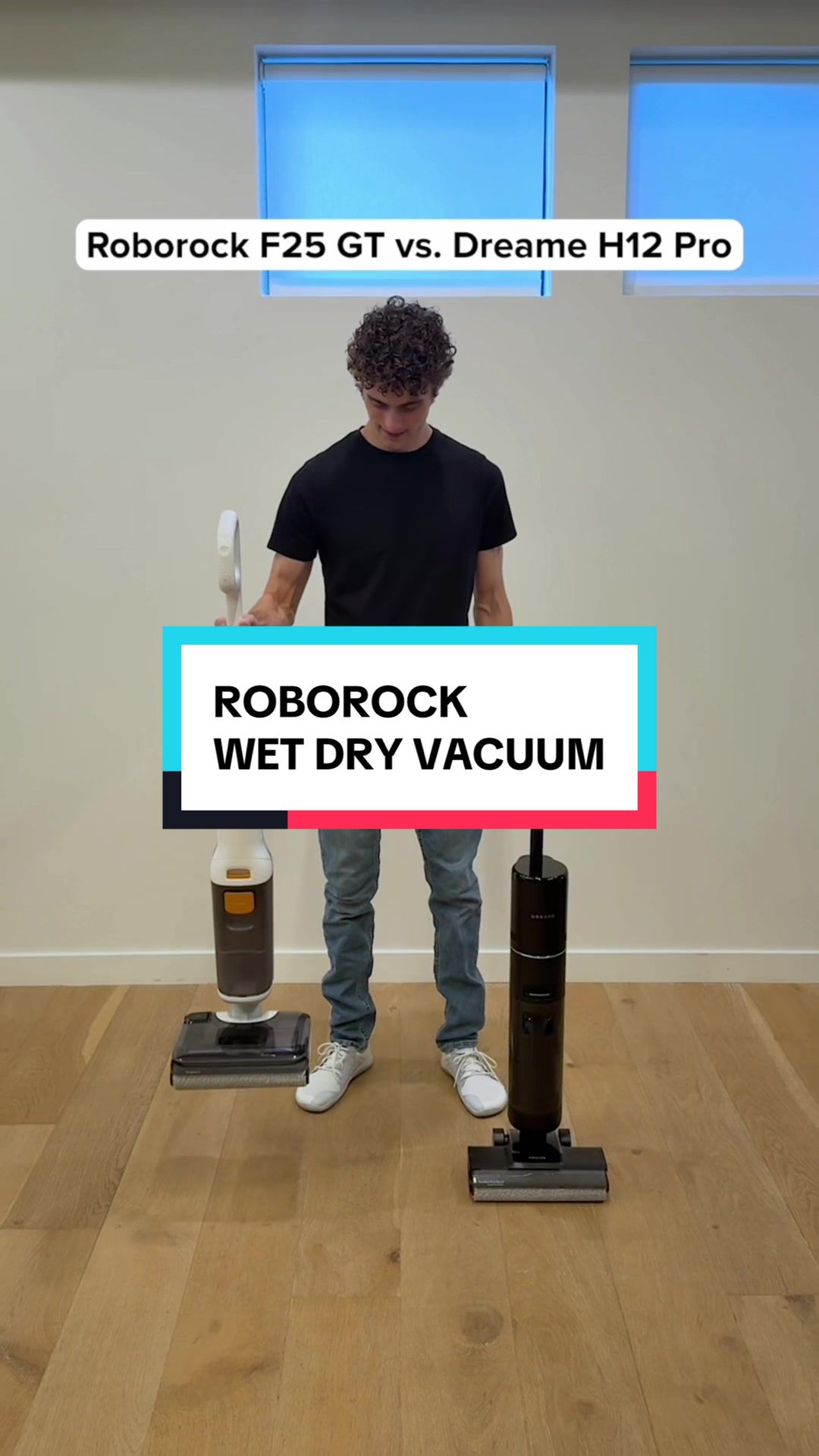 TikTok post by @justicebuys for Roborock. Caption reads: [...] decide which wet/dry vacuum to get? Roborock....