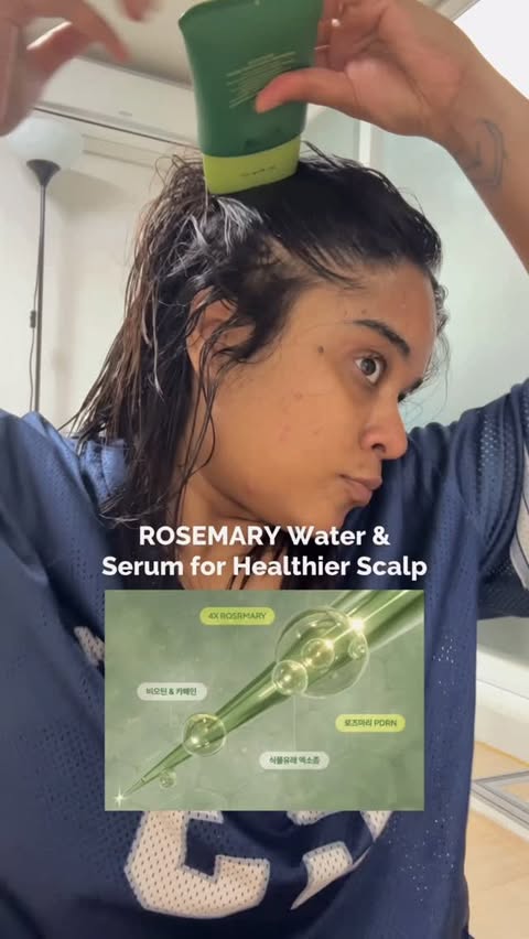 Instagram post by @sanjh_singh_rajput for AROMATICA. Caption reads: [...] so far loving it🤏🏽 PDRN SCALP SERUM....