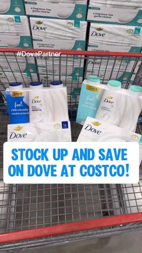 Instagram post by @costcoguide for Dove. Caption reads: #DovePartner Shop your fav @Dove Original Bar....