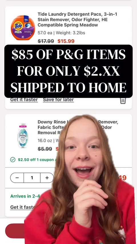 Instagram post by @savingswithsav for Crest. Caption reads: HOW I SCORED NEARLY $85 OF P&G ITEMS FOR $2.XX....