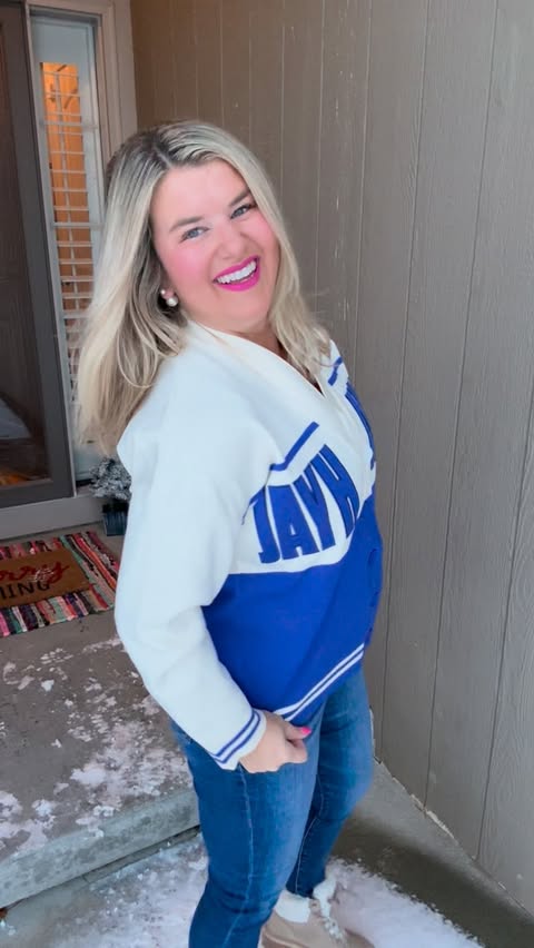 Instagram post by @mollykuplen for Gameday Social. Caption reads: #ad Jayhawk #gamedaystyles with @gamedaysocial....