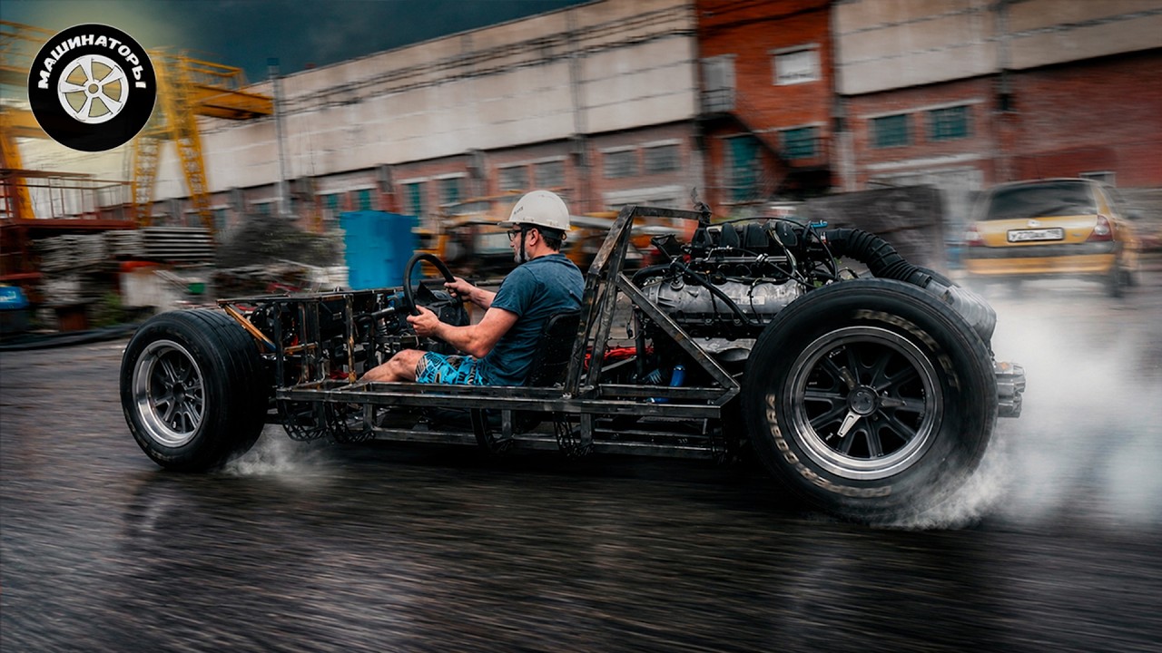 YouTube post by @Mashinatory for Infraction Music. Caption reads: Building a Legend from Scratch. First GT40 Test....