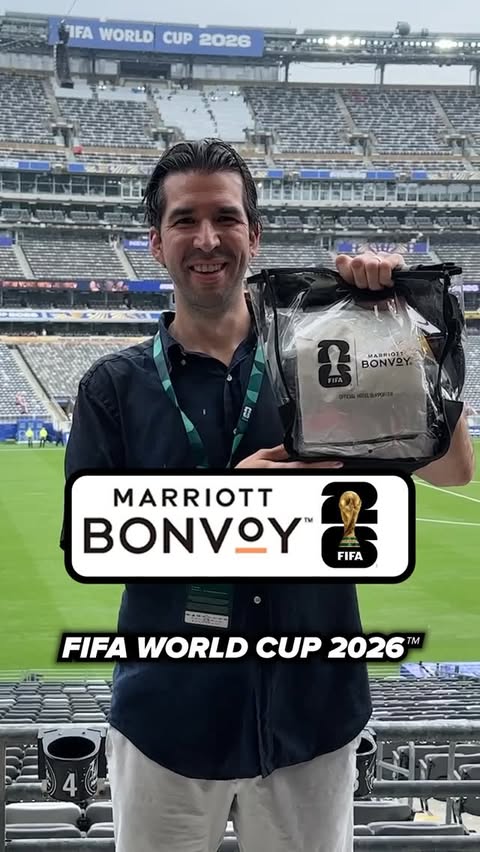 Instagram post by @jackgrimse for Marriott Bonvoy. Caption reads: #MarriottBonvoyPartner 🏆 FIFA World Cup 2026™....