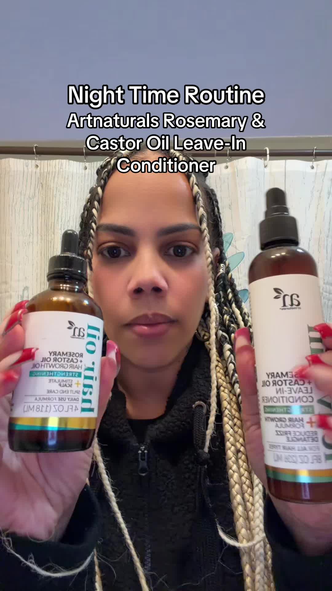 TikTok post by @indiamoravibes for artnaturals. Caption reads: [...] #hairgrowthoil #hairgrowthproducts....