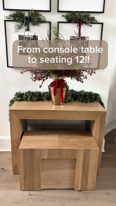 Instagram post by @touchesofwood_lexi for Transformer Table. Caption reads: [...] is the Gathering Dining Set from....