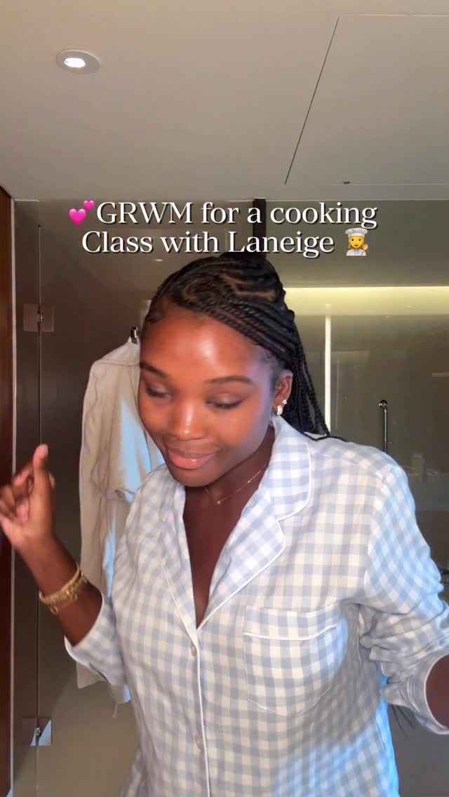 Instagram post by @melinda_melrose for LANEIGE. Caption reads: AD GRWM for day 1 in Seoul with @laneige_us....