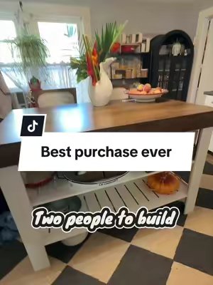 TikTok post by @aestheticaleestyles for Tribesigns. Caption reads: Loving my new kitchen island @Tribesigns Two spots....