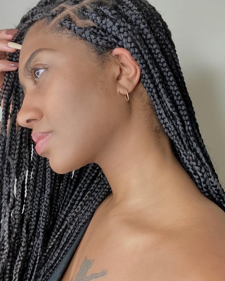 Instagram post by @diamonddivani for Aurelie Gi. Caption reads: [...] Paper Clip Oblong Huggie Hoop from....