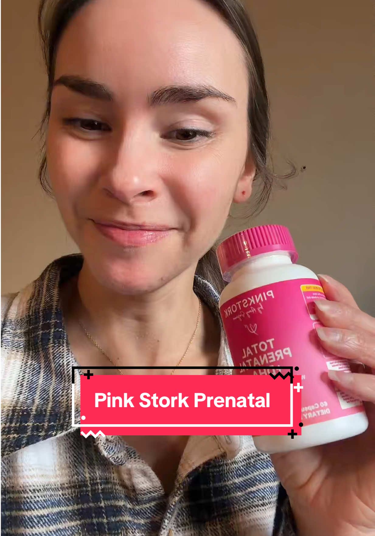 TikTok post by @rachie_b_04 for Pink Stork. Caption reads: [...] #prenatal #methylatedfolate #folate @Pink....