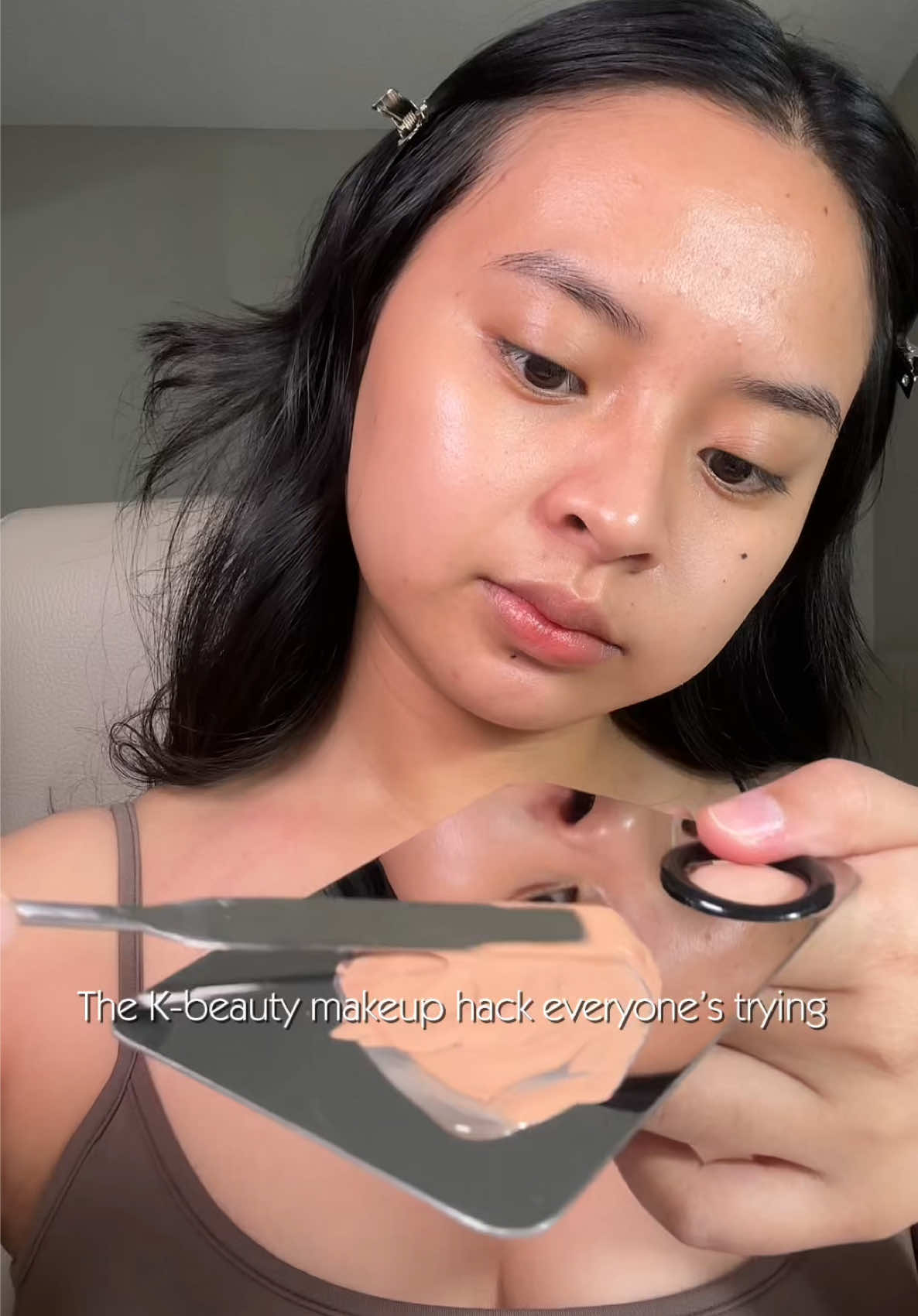 TikTok post by @carsalvador for mixsoon US. Caption reads: Tried the viral K-beauty makeup hack ✨🤍 Mixing my....