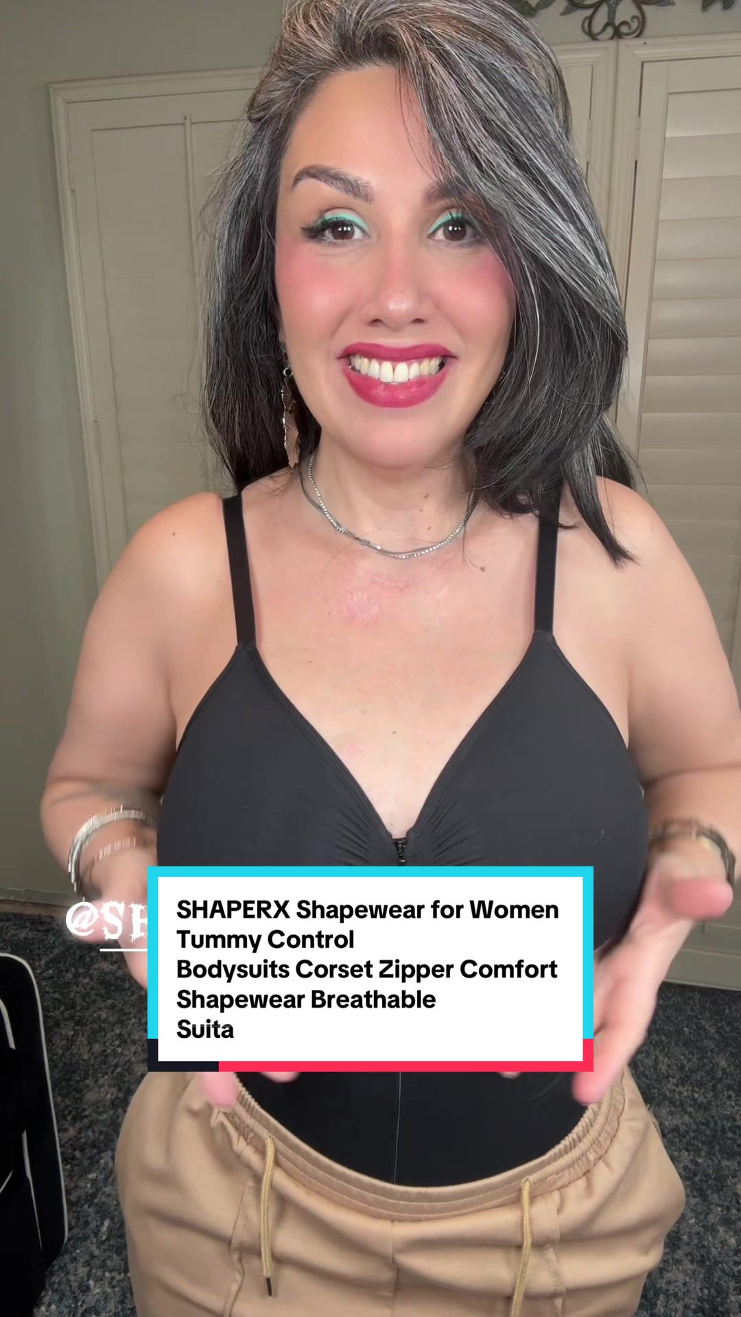 TikTok post by @limon.con.ron for Shaperx. Caption reads: [...] a @Angeles Martínez Vlogs SHAPERX Shapewear....