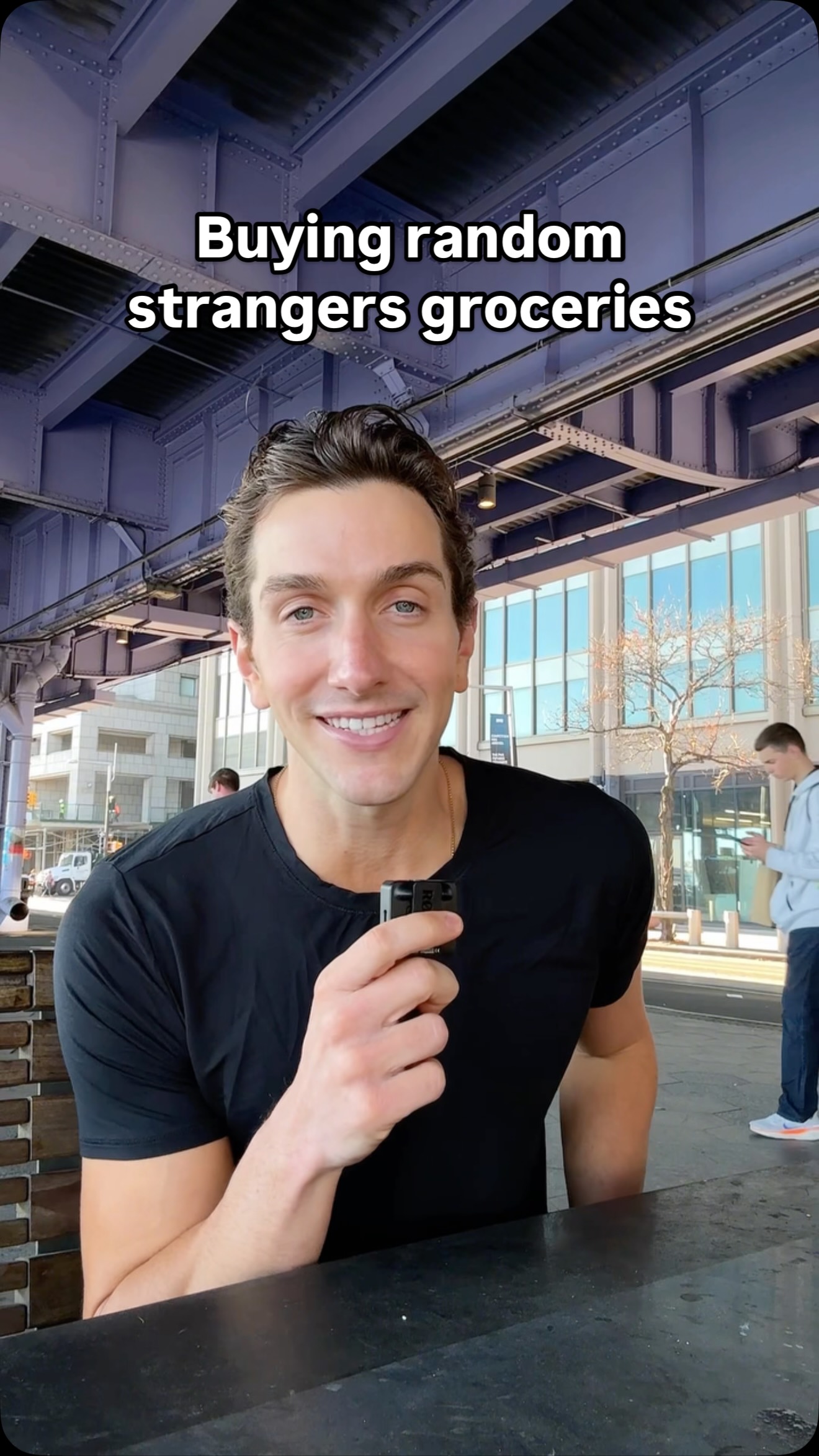 Instagram post by @mattpeterson for Dave's Killer Bread. Caption reads: Buying a random stranger in NYC groceries! Thank....