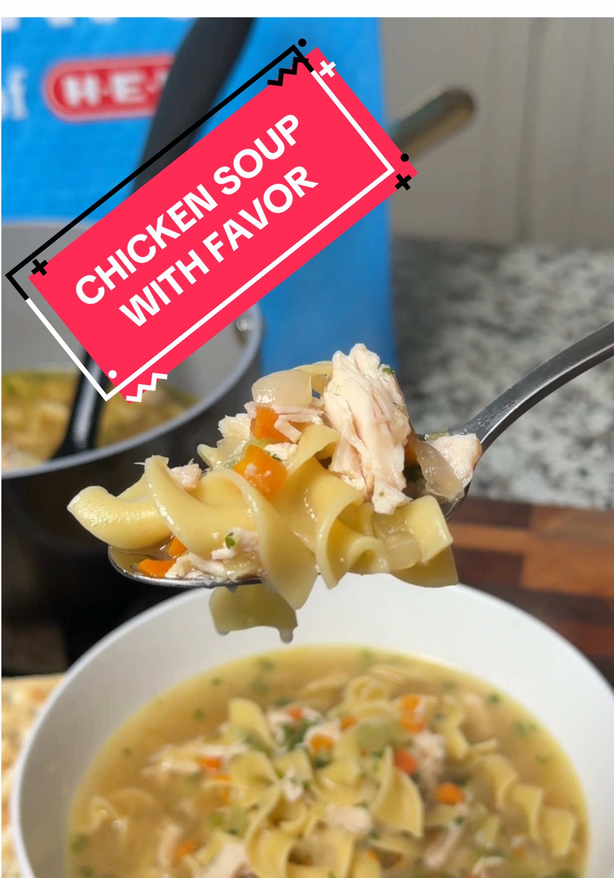 TikTok post by @marriedtobbq for H-E-B. Caption reads: [...] is home sick 🍲    I’ve partnered with....